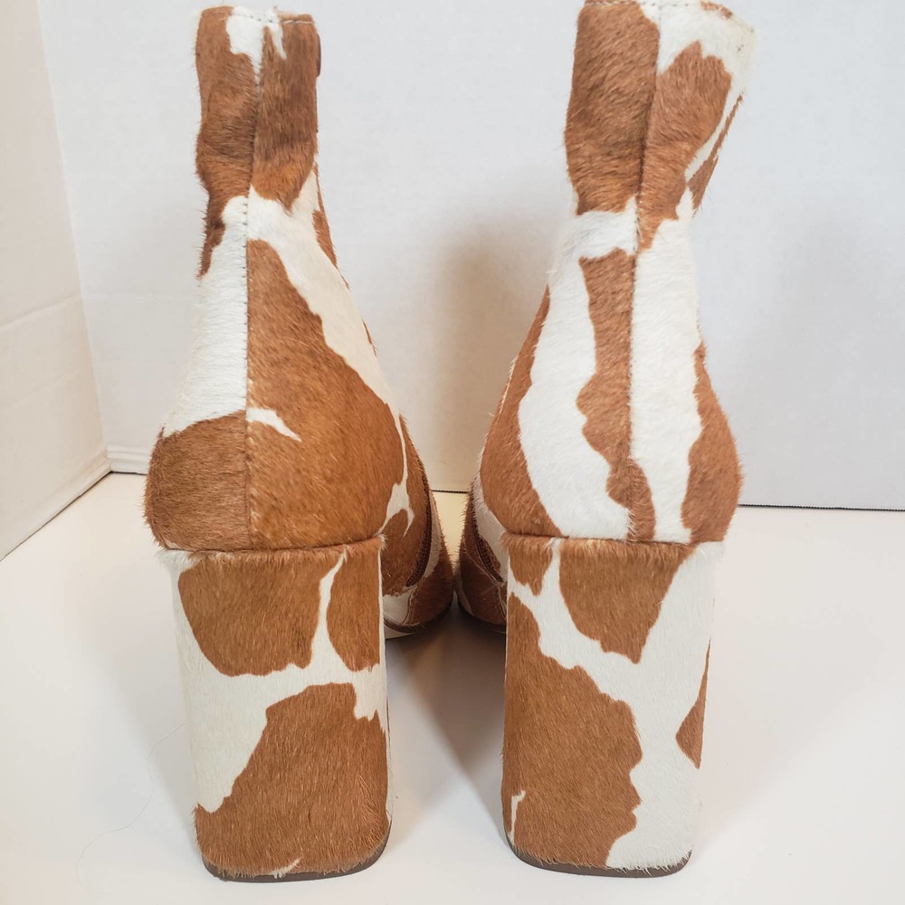 Steve Madden Fur Ankle Boots Sz 11 Point Toe Cow Calf Pony Print Noticed C - Picture 8 of 10